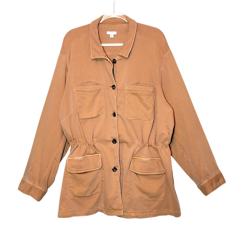 J. Jill Anorak Utility Jacket Button Front Drawstring Waist Tan 3X Chic Casual - Picture 16 of 16